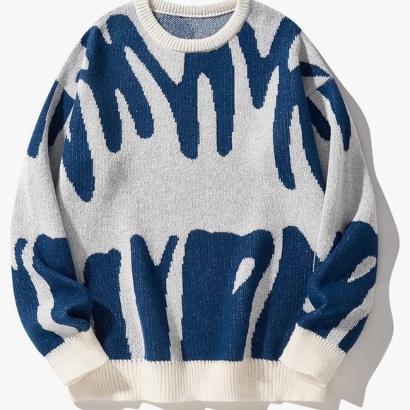 Amazon Tops - Long Sleeve Pullover weaters Round Neck Pattern Sweater Tops Jumper oversized